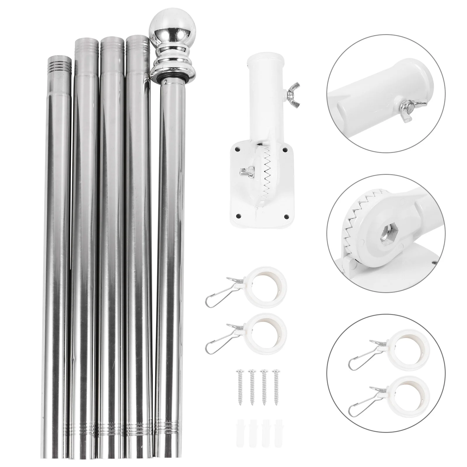 

1.8m Flag Pole with Flag Pole Holder Kit Stainless Steel Guide Banner Flag Pole Set Wall Mount Spinning Flagpole With Bracket