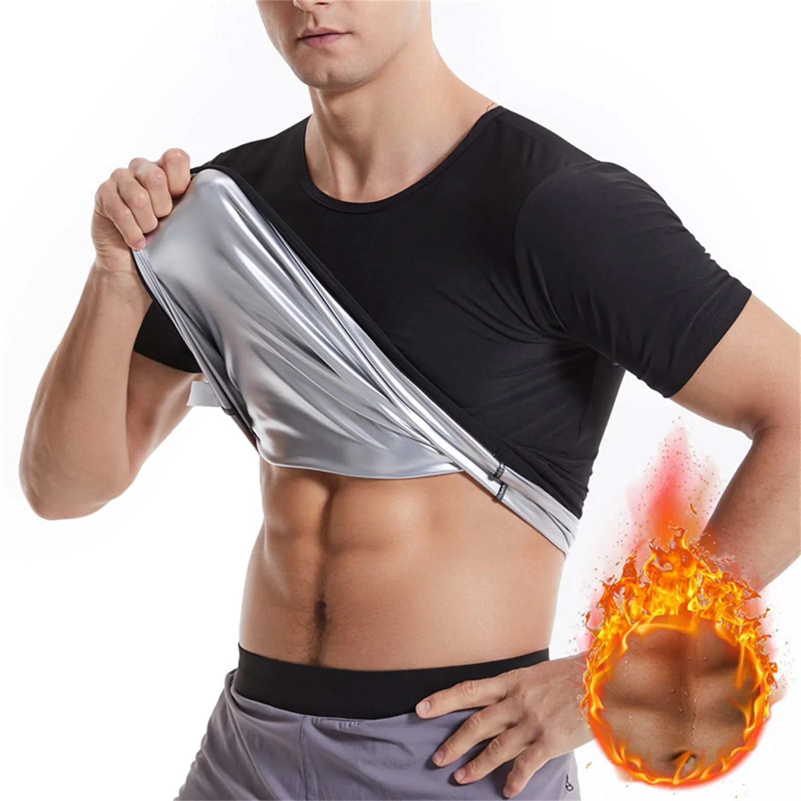 Soild T-Shirt For Men Short Sleeve O-Neck Body Shaper Top Summer Sport T Shirts Outdoor Gym Exercise Clothing Ropa Hombre