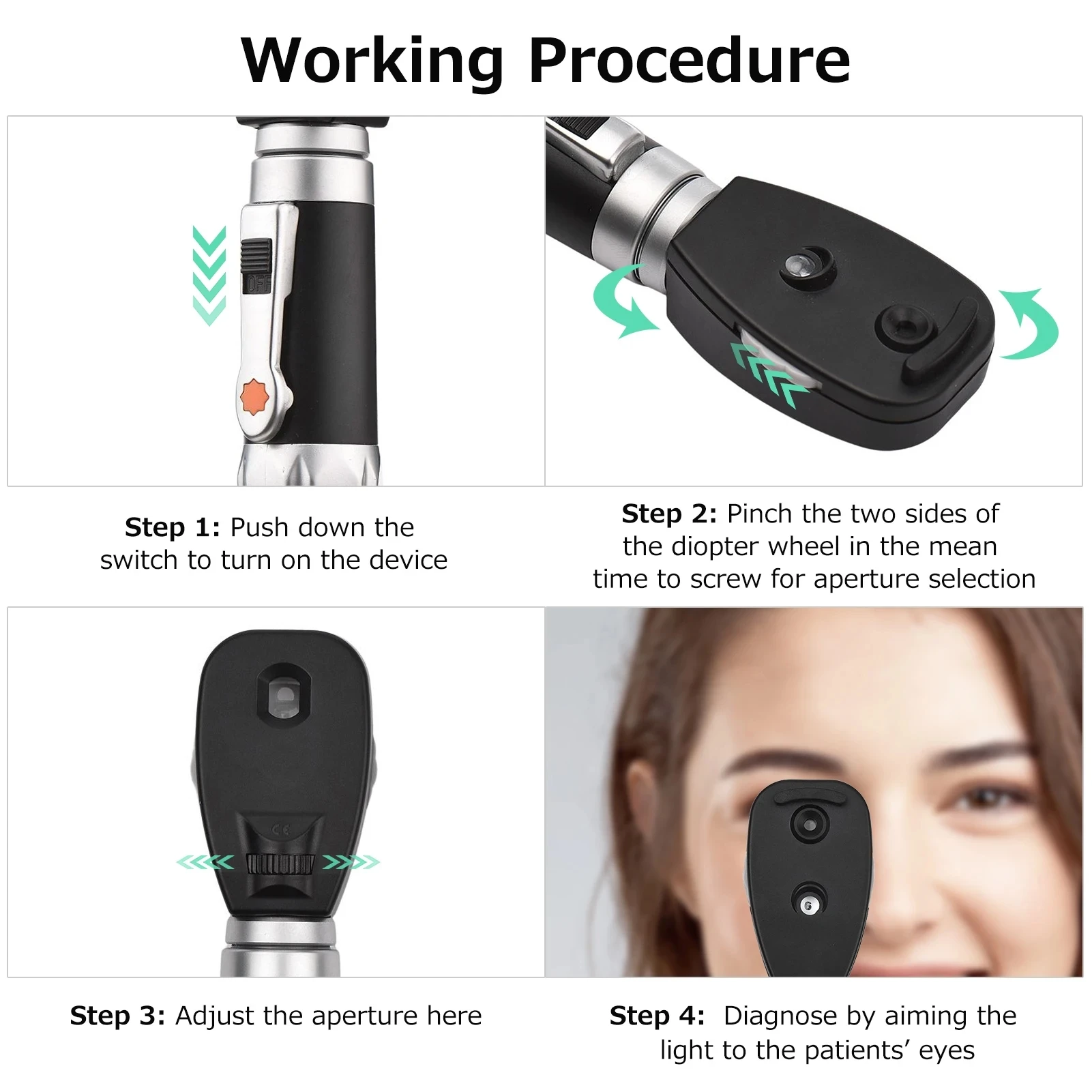 LED Professional Medical Oftalmoscopio 5 Different Apertures Eye Care Diagnostic Ophthalmic Set Portable Direct Ophthalmoscope