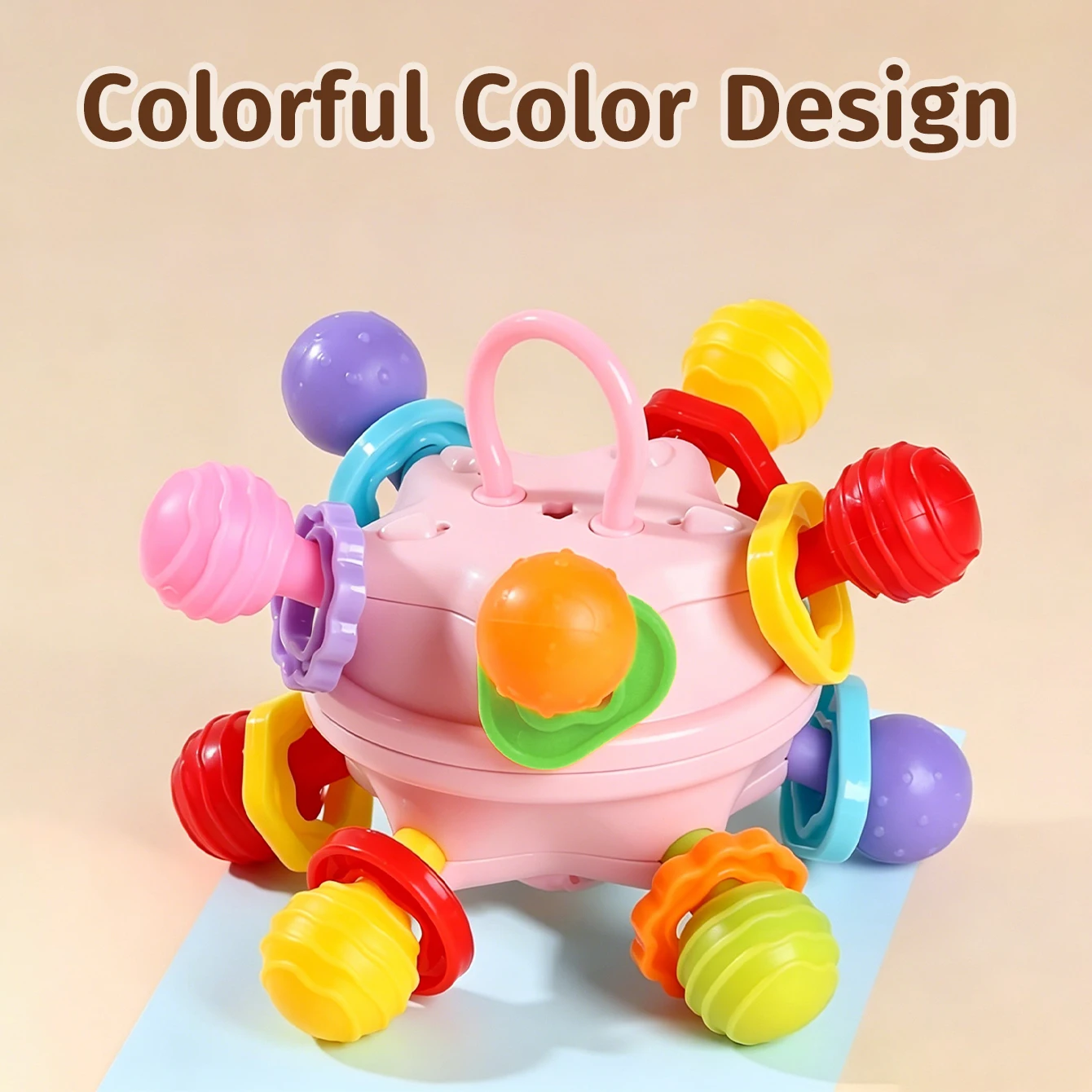 Montessori Baby Teething Toys Sensory Chew Teething Ball Rattle Grasping Activities Babies Toys for 0-18 Months Girls Boys Gifts - 4