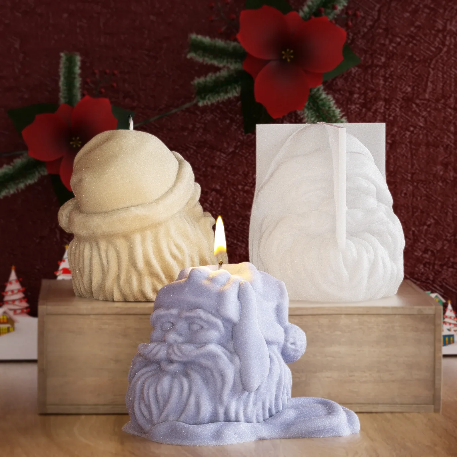 Christmas Series Candle Aromatherapy Mold Pine Tree Christmas Tree Grandpa Christmas Candle Silicone Mold Beeswax Candle Making
