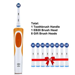 Advanced Oral B Electric Toothbrush with 3D Whitening and Extra Brush Heads (Orange 8 heads)