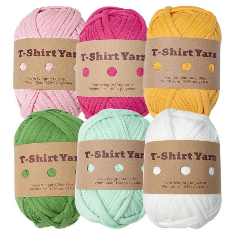 

Crochet Yarn Polyester Multicolor Soft Knitting And Crochet Yarn Washable And Slightly Elastic Hand-Knitted Supply For Baskets