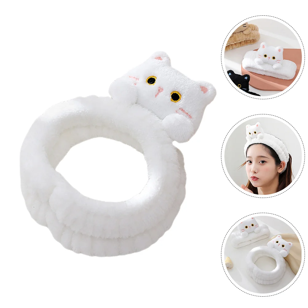 

Face Cleaning Headband Shower Spa Headband Yoga Bath Makeup Band soft Elastic Hair Band Cartoon cute Cat Girls Hair Accessories