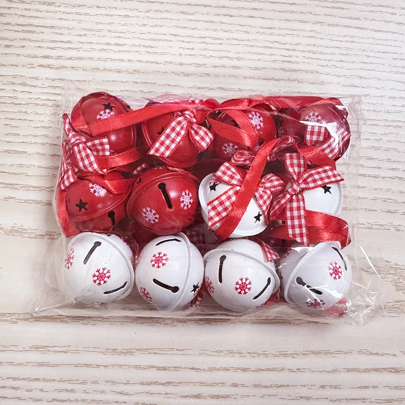 12Pcs Christmas Snowflake Jingle Bells Metal Decorative Pendant Xmas Tree Hanging Ornament 2025 New Year Home Party Decorations