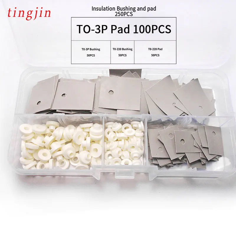 TO-220 TO-3 Bushing Transistor Insulation Pads Silicone Heatsink Shim Washer 250pcs/set for Laptop CPU GPU