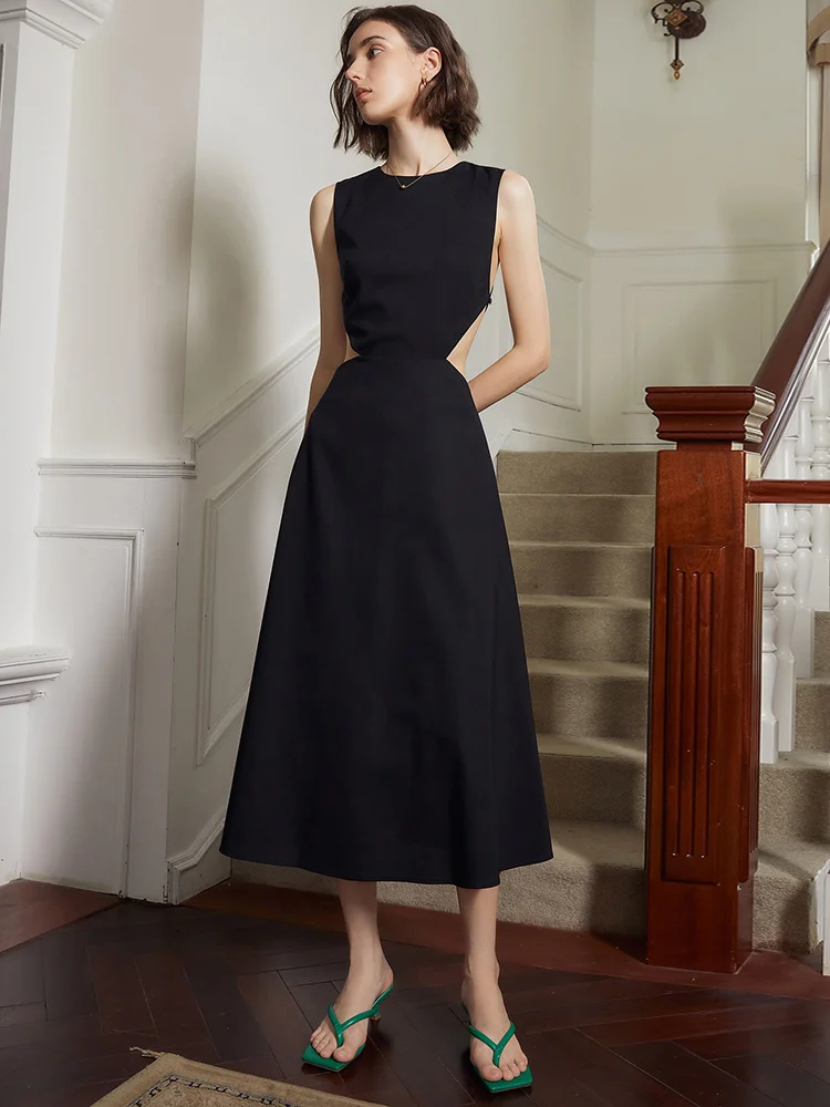 Women's Clothing New Sexy Backless Round Neck Pullover Bell Sleeve Hip Skirt Long Sleeve Dress main image 0