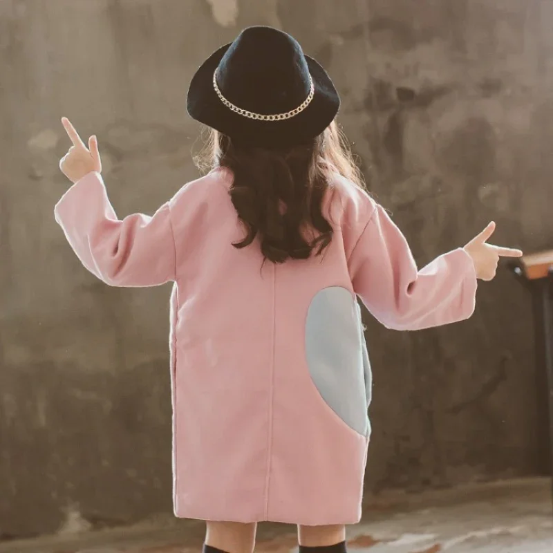 여아용 두꺼운 모직 외투 재킷, 따뜻한 외투, 아동복, 따뜻한 겨울, 가을, 2024