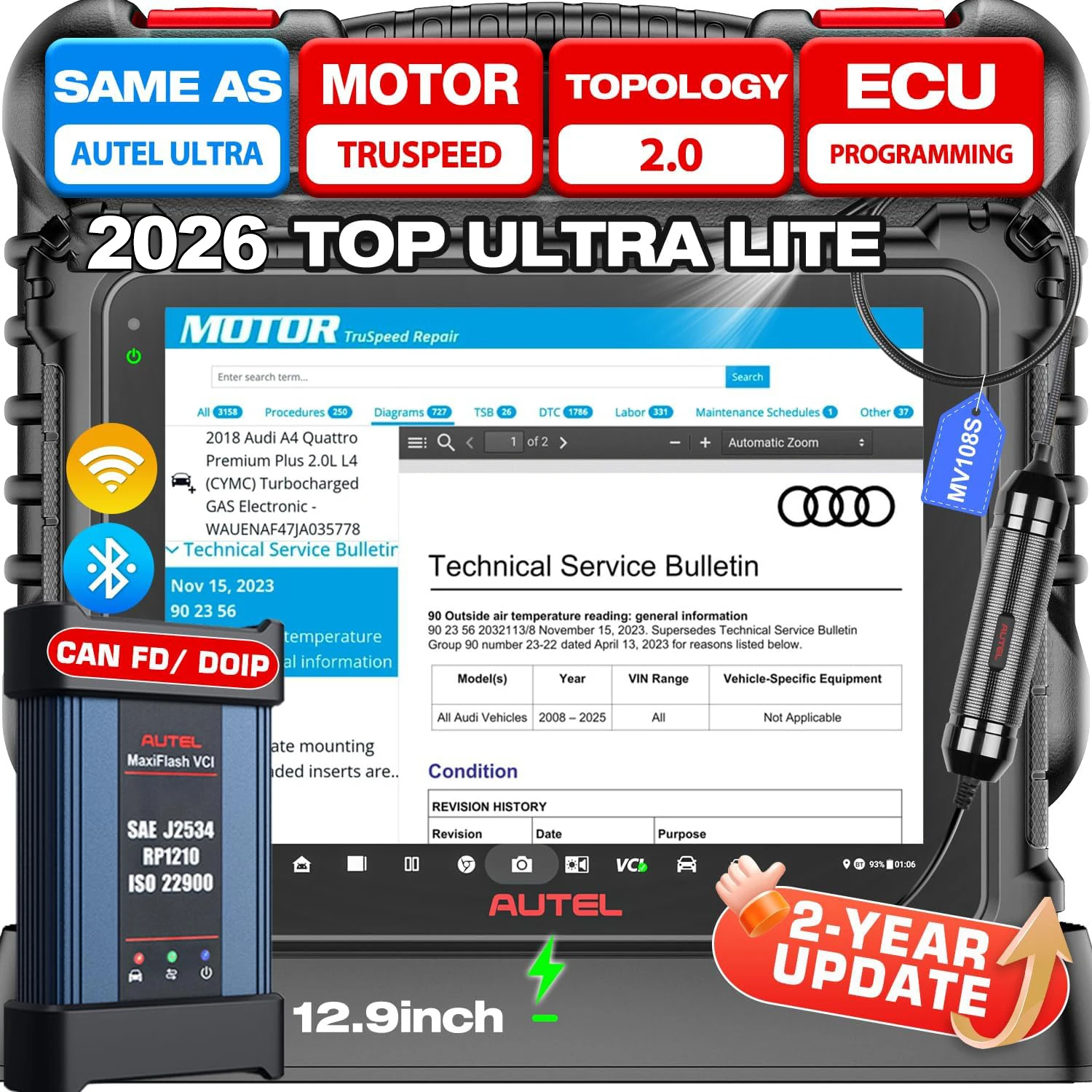 Autel-maxicom超軽量スキャナー、トップ診断ツール、obdスキャナー、2 