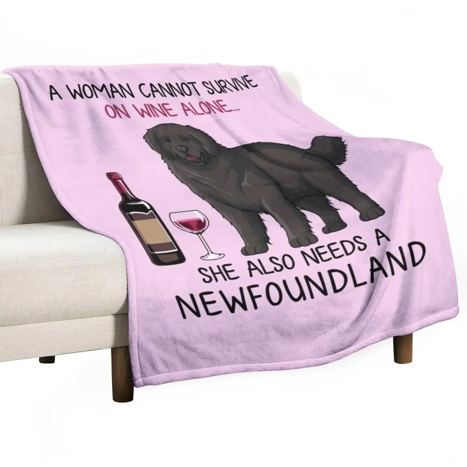 

Newfoundland and wine Funny dog Throw Blanket Sofa Retros anime Blankets