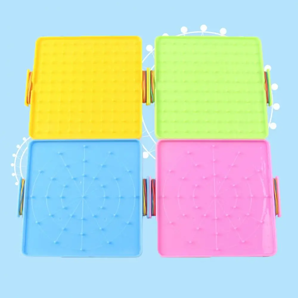 16x16cm Double Sided Geoboard Nails Peg Board Elastic Bands Kids Teaching Supplies