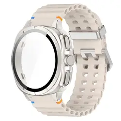 Enhanced 2 - in - 1 Sports Silicone Watch Case and Strap - Galayx Watch 7 40mm (Star Silver - Star)