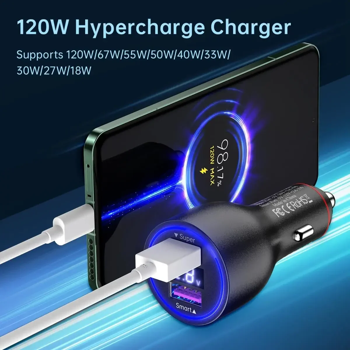 Caricabatterie USB per Auto Xiaomi 120W 20V 6A, Ricarica Turbo 67W 90W, Caricatore Automatico per Telefoni Mi 15 13t 14 Ultra Poco X7 F8 Redmi Note 12t - Image 2