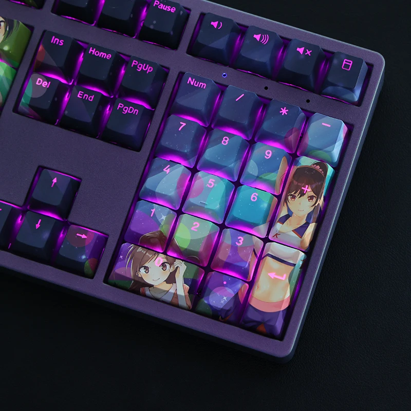 Chaves Mizuhara Chizuru Anime Tema Pbt Keycaps Rbg Translúcido Cereja Perfil para Teclado Mecânico Tema Keycaps 108 - Imagem 3