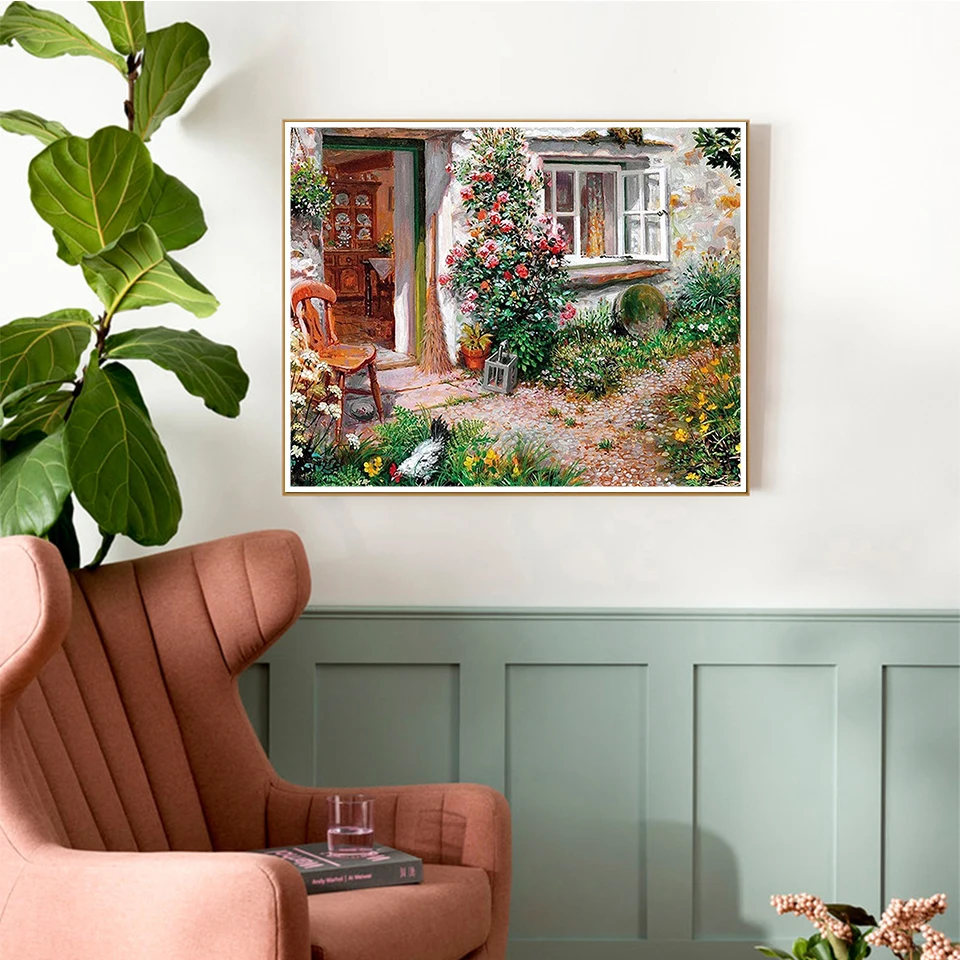 EverShine Diamond Painting Garden Full Square 5D Diamond Embroidery Landscape House Mosaic Cross Stitch Home Decor