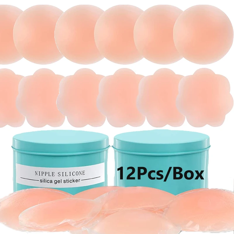 

12Pcs with Box Invisible Silicone Bras for Women Adhesive Strapless Nipple Covers Sticky Women Underwear Sexy Lingerie Bralette