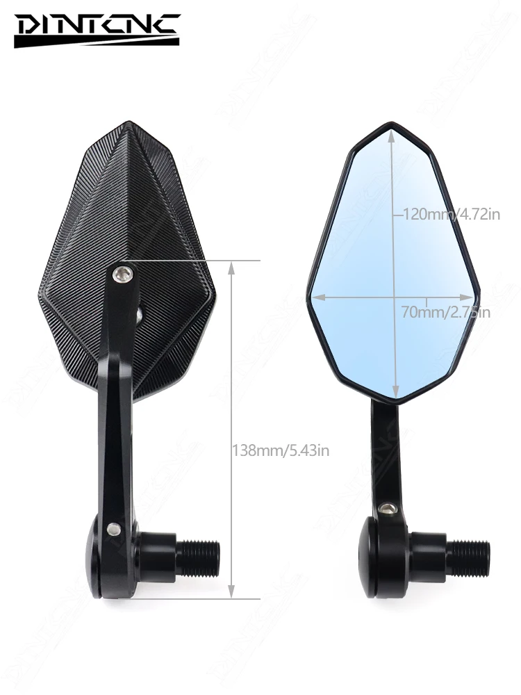 야마하 MT07 MT09 MT10 SP FZ1 FZ6 XJ6 XSR 700 TDM 900 T-MAX 530용 핸들바 엔드 미러, 회전 가능 눈부심 방지 백미러
