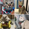 Cute Cat Bow Collar Wool Crocheted Christmas Cats Bowtie Collar Bow Tie Pet Bib for Indoor Cats Kitten and Small Dogs Puppies 5