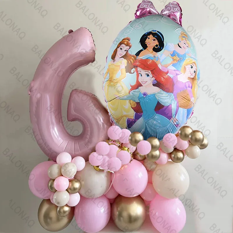 

43pcs Disney Princess Cinderella Rapunzel Belle Foil Balloons Set Girls Birthday Party Decoration Balloons For Baby Shower Gifts