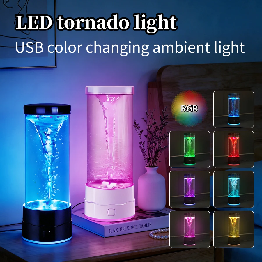 다채로운 LED 토네이도 야간 조명 USB 멀티 컬러 변경 분위기 램프 홈 장식 램프 어린이 성인 창조적 인 생일 선물