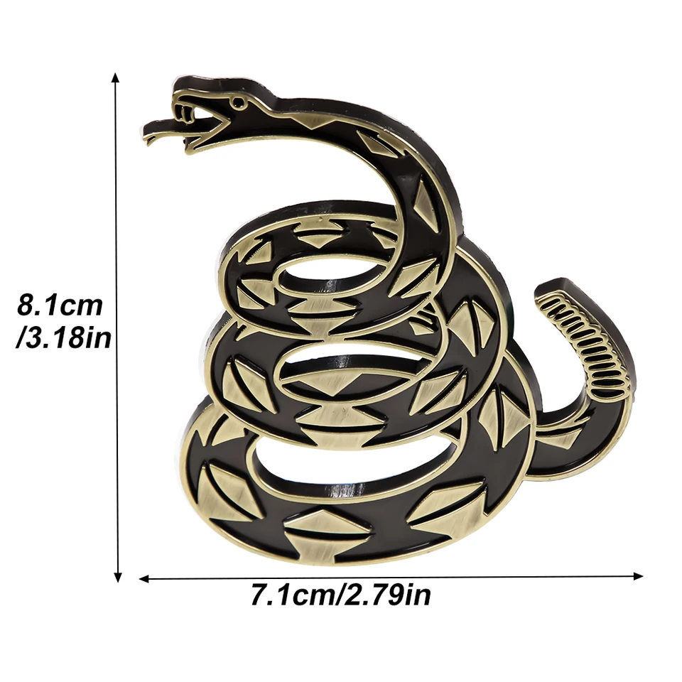 Gadsden - Adesivo in metallo per auto, motivo: Dont Tread on Me, adesivo 3D a forma di serpente per auto, camion, moto