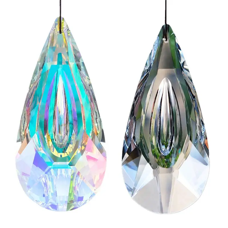 

Crystal Sun Catcher AB-Color Crystal Wall Hang with Rope Multifaceted Prism Phase Wall Decor Clear Crystal Ball Prism Rainbow