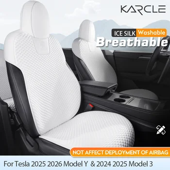 Ice Silk Seat Cover for Tesla 2025 2026 Model Y Juniper&2024 2025 Model 3 Highland Cushion Cover Full Set Custom Fit Model 3/Y 1