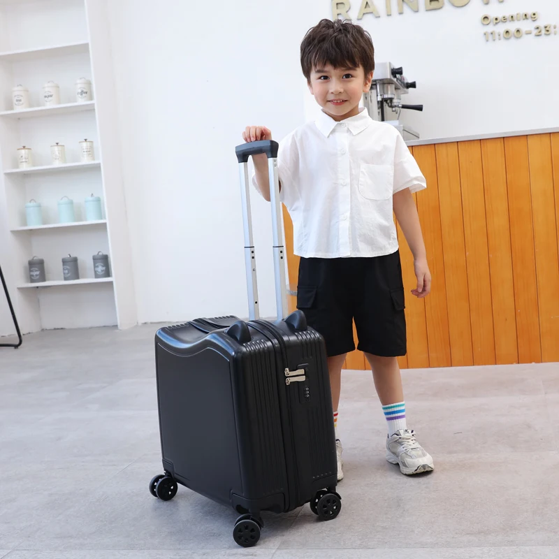 Rolling Luggage Trolley Kids Travel Suitcase on Spinner Wheels
