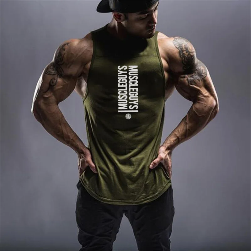 الصالة الرياضية اللياقة البدنية العضلات تانك القمم الرياضة فضفاضة الربط التدريب الملابس الصيف تشغيل سترات رجالي كمال الاجسام بلا أكمام تي شيرت