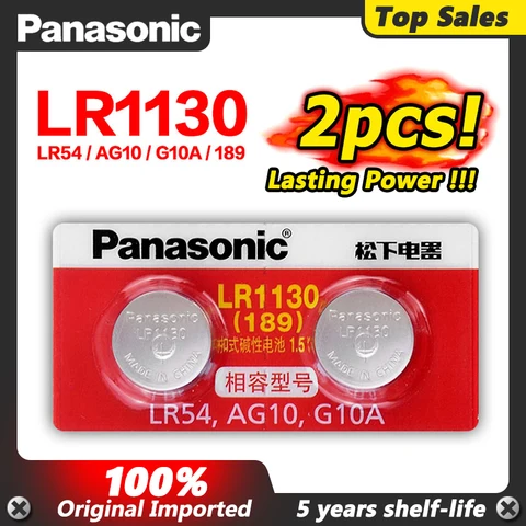 Battery Cell 1.5V AG10 100% Original Panasonic LR1130 Alkaline Button Battery AG10 389 LR54 SR54 SR1130W 189 LR1130