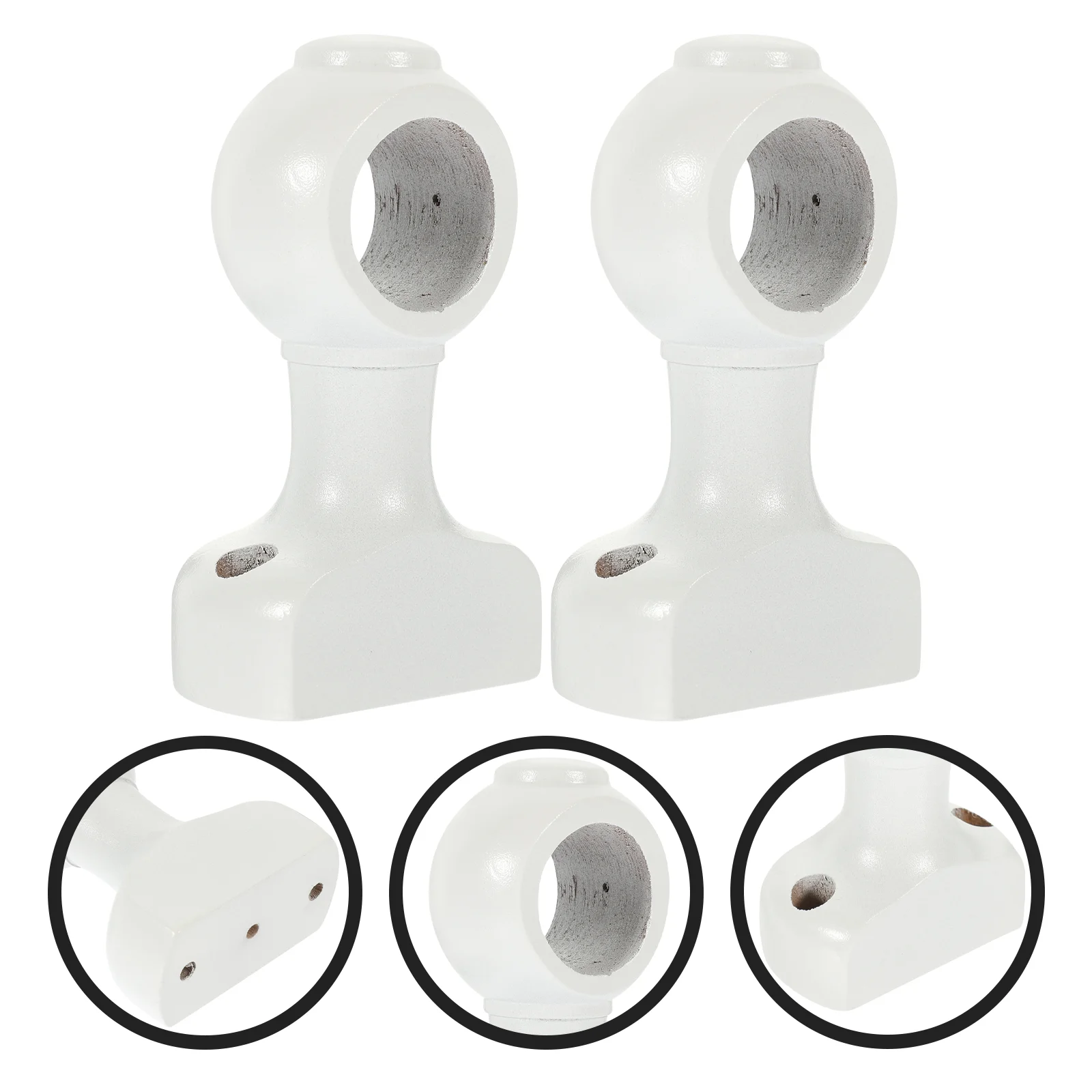 

2 Pcs Decorative Hooks Curtain Rod Bracket Blind Support Middle Brackets Wall-mounted for White
