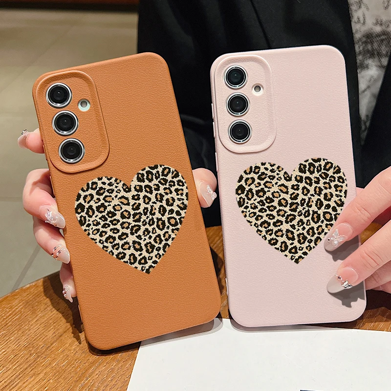 Leopard Print Heart Silicone Phone Case Cover