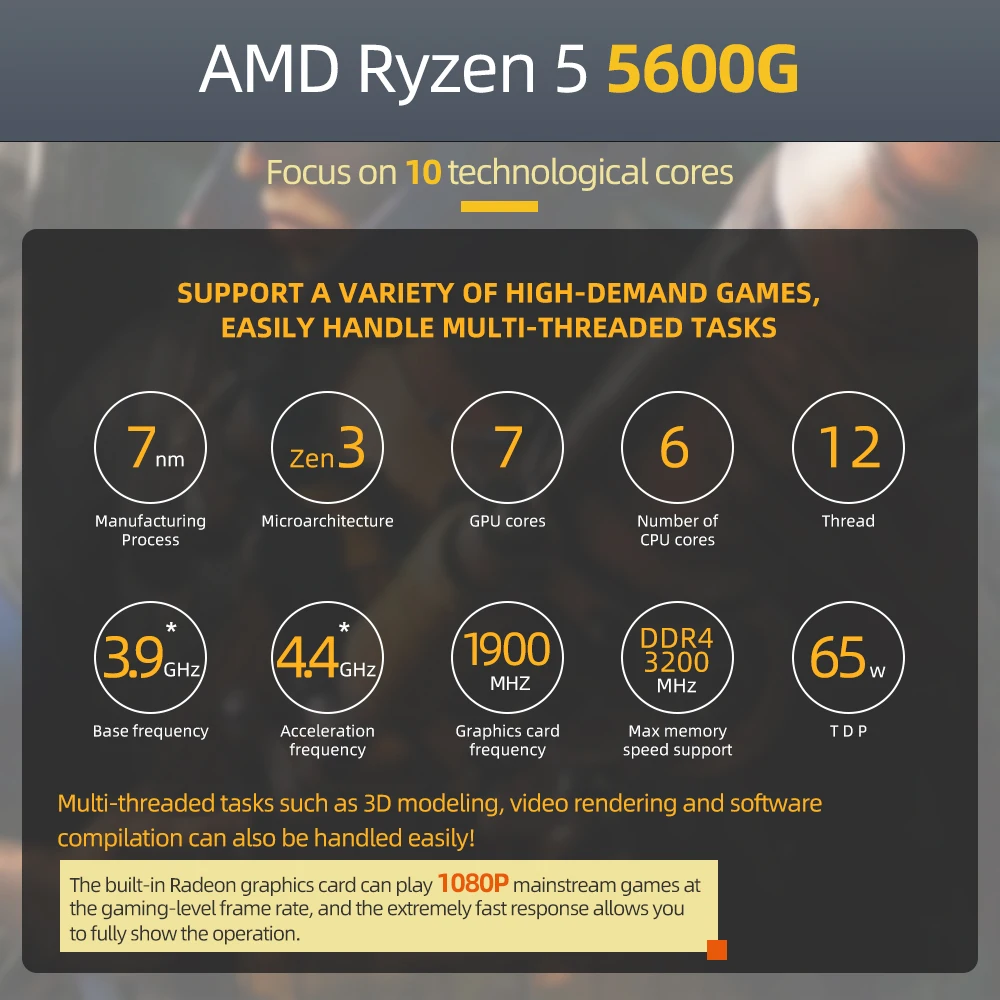 New AMD Ryzen 5 5600G R5 5600G 3.9GHz Six-Core Twelve-Thread
