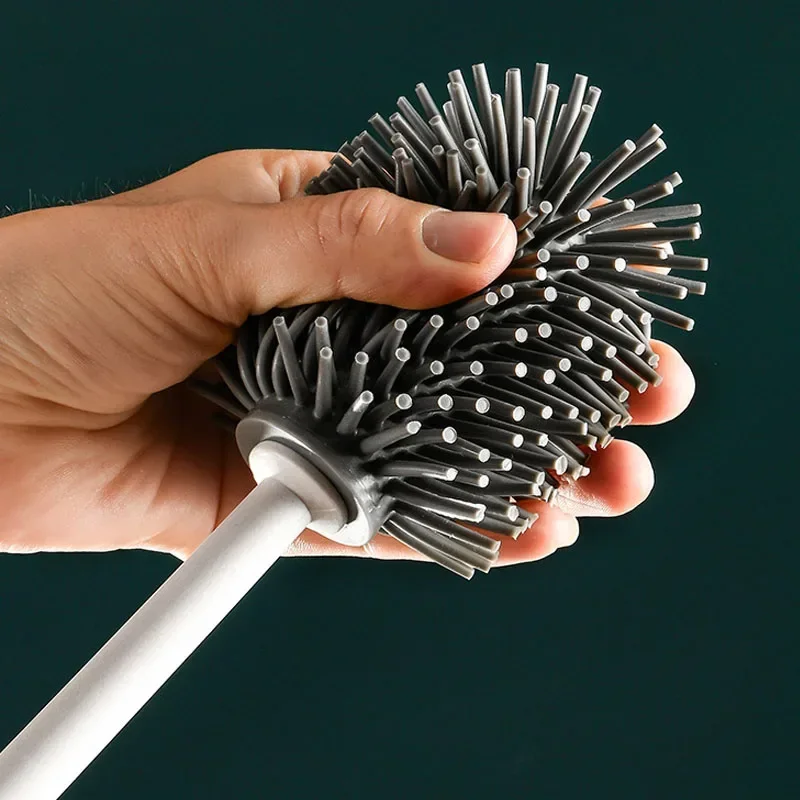 Toilet Brush Set Toilet Brush Holder Leakproof Wall Hanging Toilet Brush Set 2 Cleaning Brushes Silicone Toilet Brush with Holder For Floor Bathroom Accessories