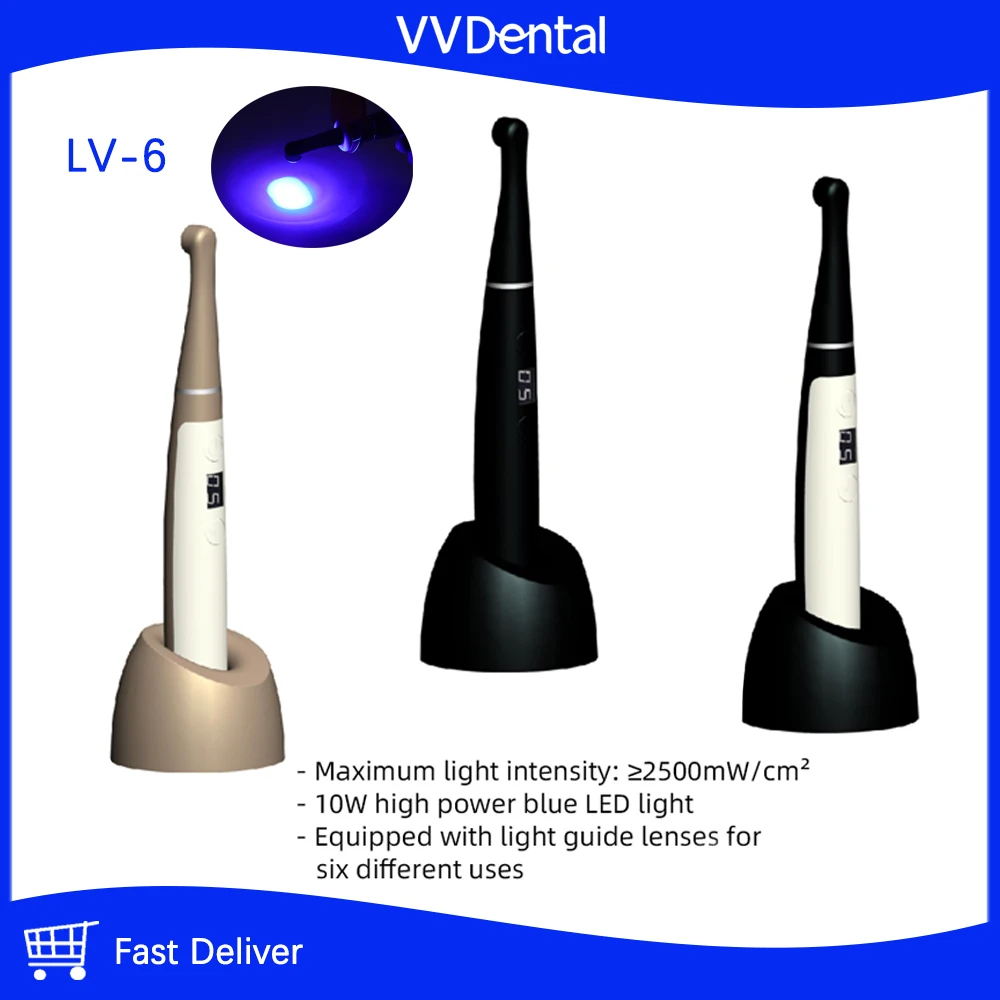 VVDental Dental LED fotopolimerizable 3200 mw/c ㎡ Espectro llevado dental inalámbrico de la intensidad de las luces azules del poder más elevado de la lámpara de cura