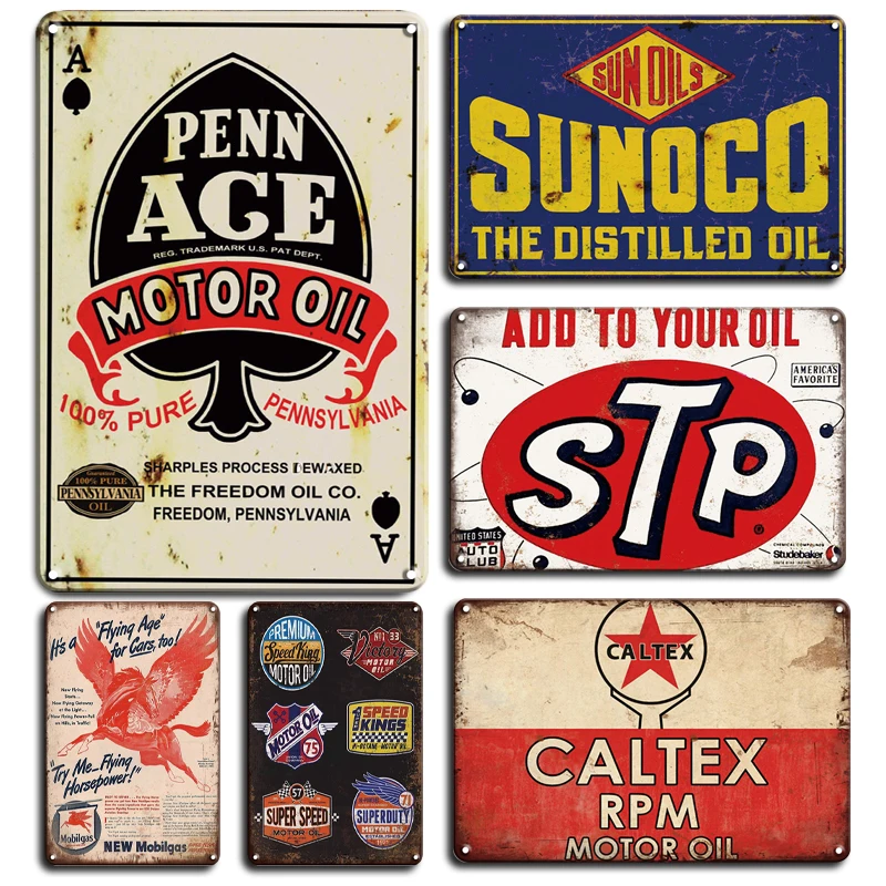 

Motor Oil Metal Plaque Tin Sign Vintage STP Metal Tin Poster Retro Gas Station Decorative Plaque Personalized Art Wall Sticker