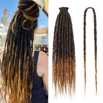 Synthetic 24" Double Ended Dreadlock Extensions Single Crochet Braids Textured Dreads for African Hairstyle 1
