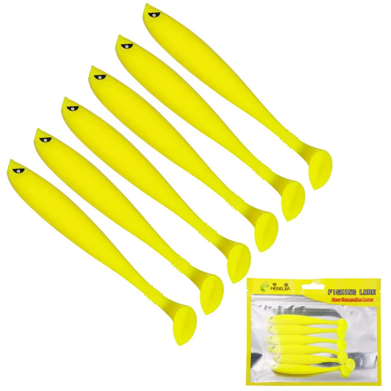 6-Piece Soft Silicone Fishing Lure Set - 9cm 4g Swimbaits for Saltwater and Freshwater Bass Fishing