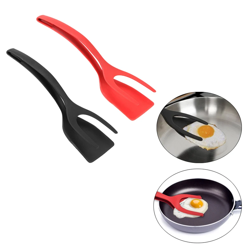 2 in 1 Omelette Spatula Spatula Can Be Used for Toast Toast Pancake Egg Clamp Grip Flip Tongs