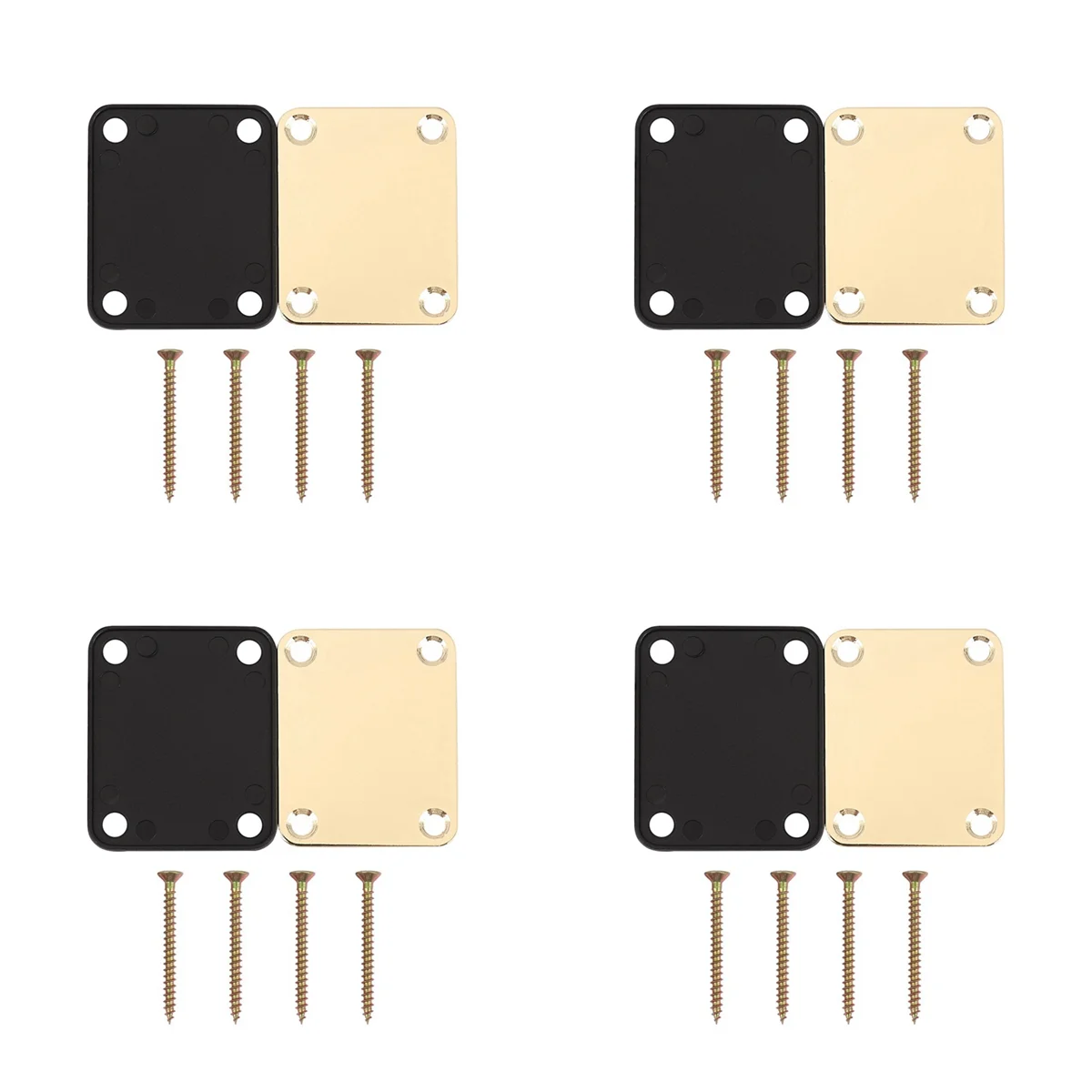 BAAU 4X Gold Neck Plate with 4 Screws Replacement Part for Strat Electric Guitar