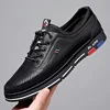 Genuine Leather Man Shoes Elastic Band Men's Sneakers Concise Soft Soled Men Casual Shoes Light Running Sneaker Tenis Shoes 50 4