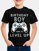Children Top Shirts Children's Clothing Boys Short Birthday Boy Time To Level Up Sleeve Tops 2024 Kids Clothes Child T-shirt 1