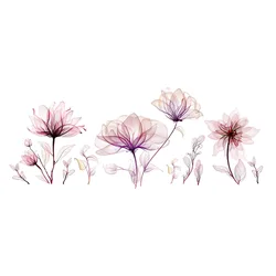 Charming Pink Floral Wall Decals (Flower)