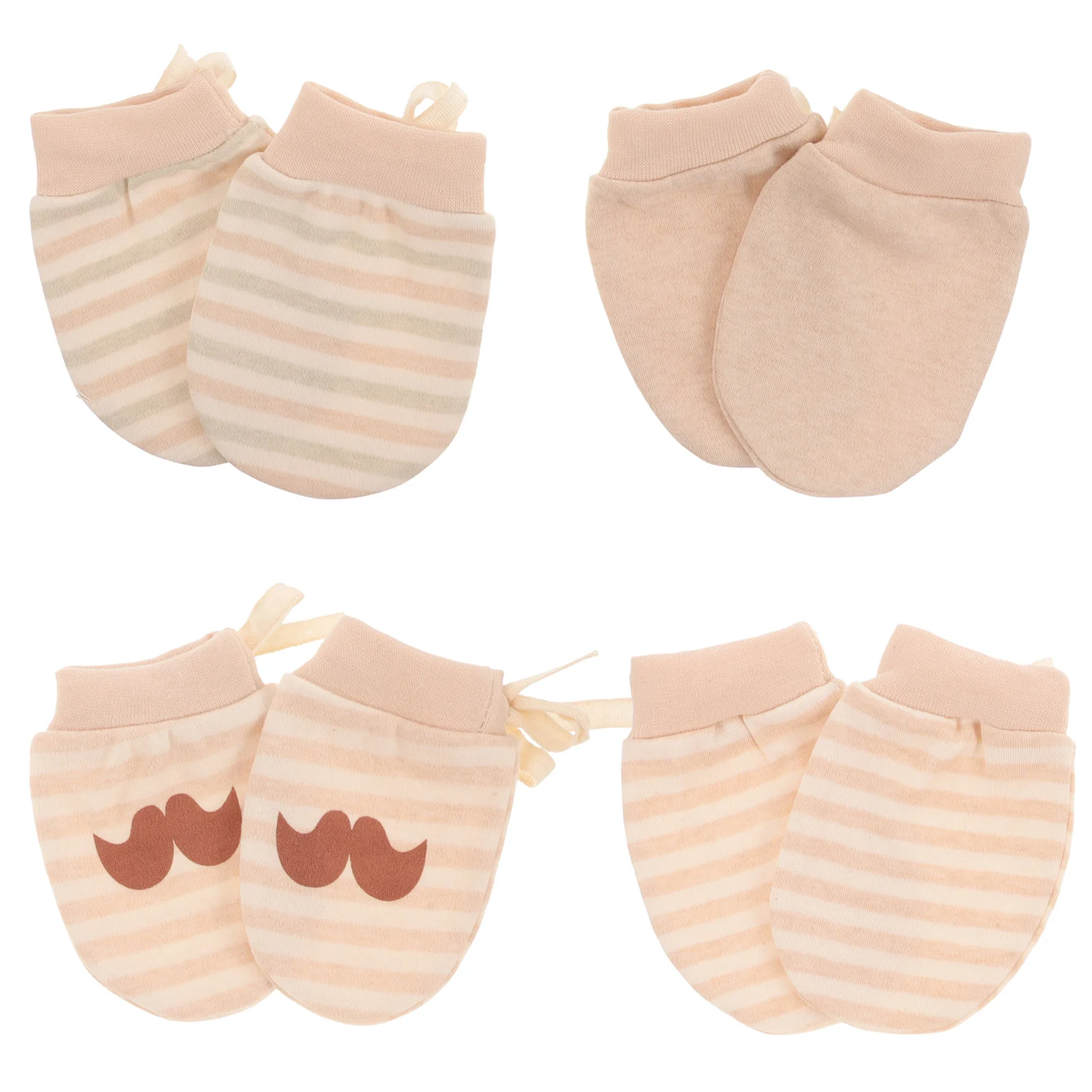 

4 Pairs Baby Gloves Infant Cotton Mittens Newborn Girl No-scratch for Mitts Anti-scratch