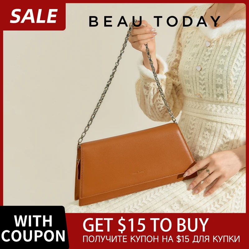 

BeauToday Handbags Women Genuine Cow Leathe Elegant Solid Hand Carry Falp Pocket Irregular Shape Lady Simple Bag Handmade 61014
