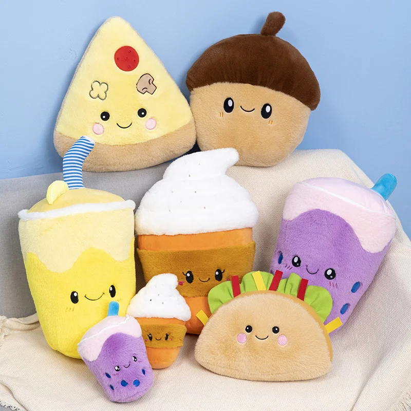 Creative Simulation French Fries Pizza Roll Pine Cone Food Plush Throw Pillow Children's Cartoon Plushies Toys Cushion HomeDecor custom customized containers chicken nuggets box disposable french fries chips paper box fast food packaging