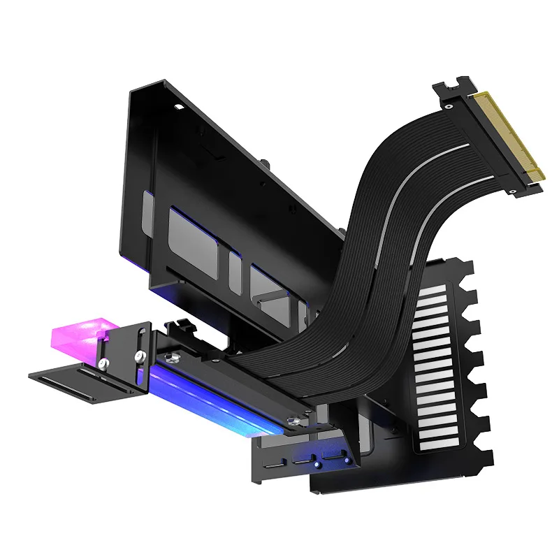 수직 거치대 RGB 라이트 그래픽 카드 브래킷, PCI-E 4.0 X16 어댑터 케이블 포함, ATX 케이스 컴퓨터 액세서리용 5V 3 핀 ARGB