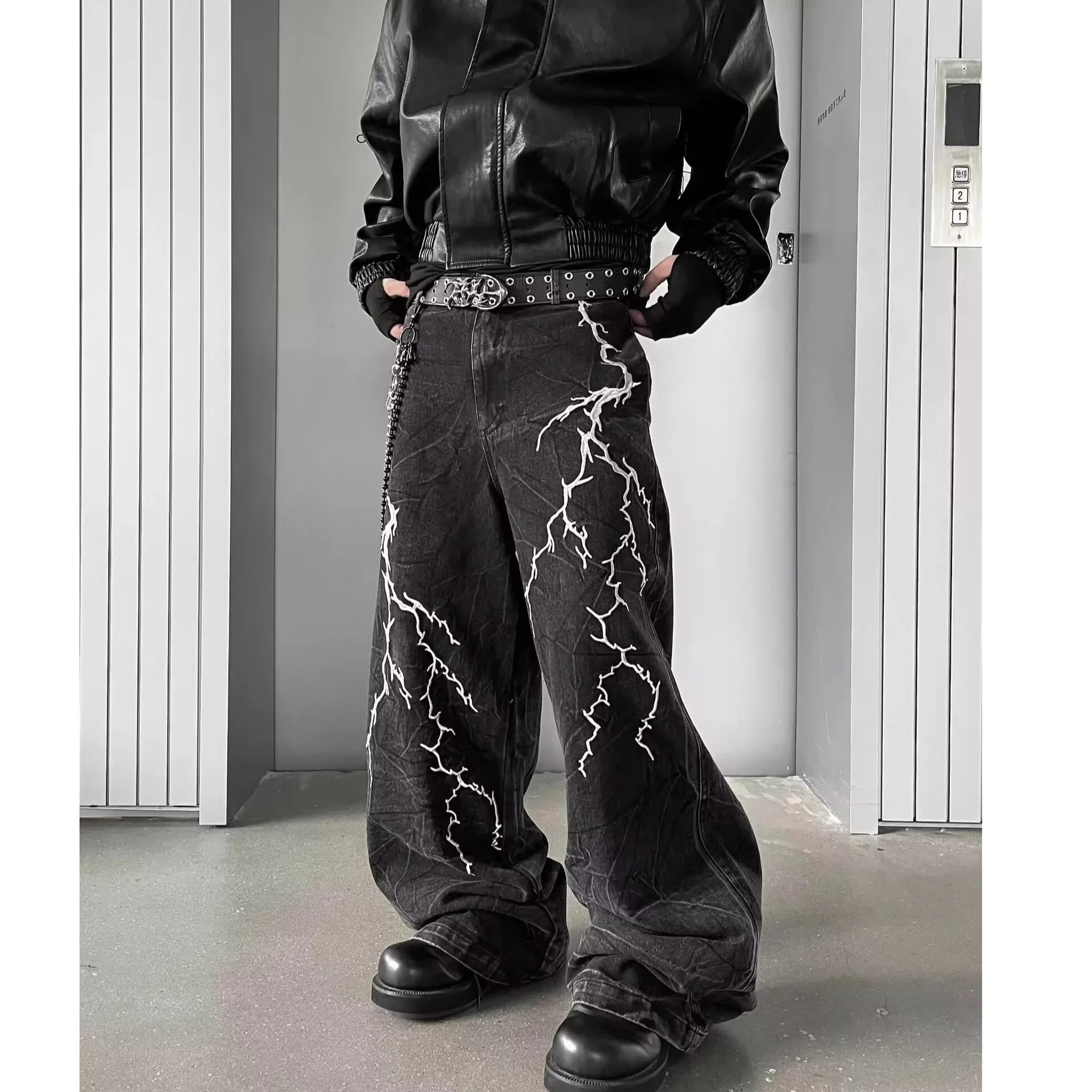 lightning embroidered jeans S8459d460a3fd4b2e848deeefdd117df42