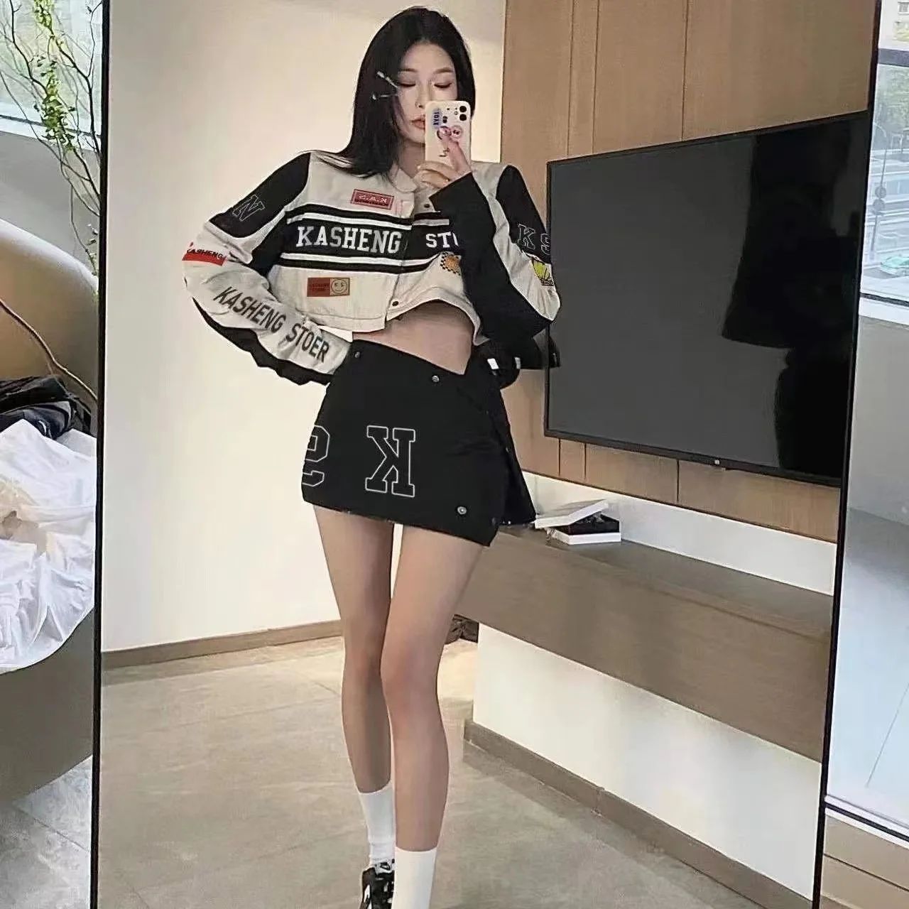 레트로 이동식 카디건 긴 소매 O 넥 자켓 캐주얼 커플 자켓 코트 남성 여성 레이싱 슈트 YK2