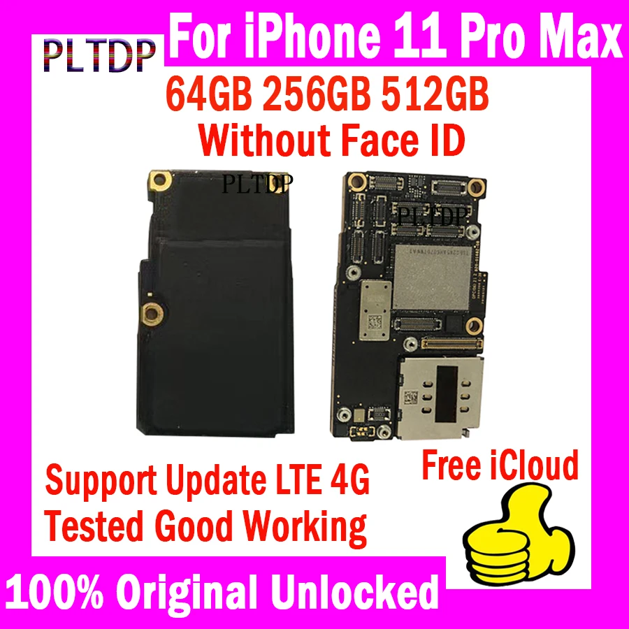 

Free iCloud For iPhone11 Pro Max Motherboard With/Without Face ID Mainboard Full Function Test Well Logic Board With IOS System